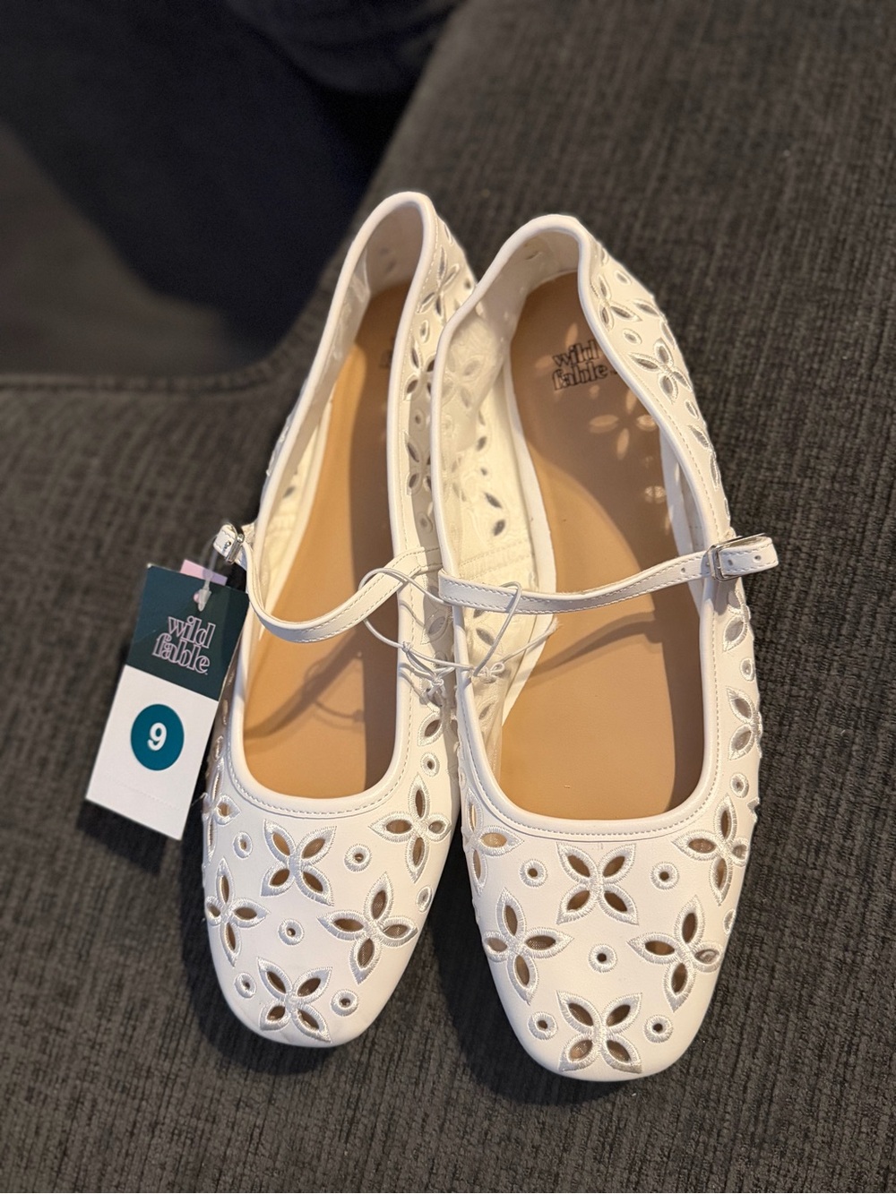 wild fable White Floral Cutout Mary Jane Flats